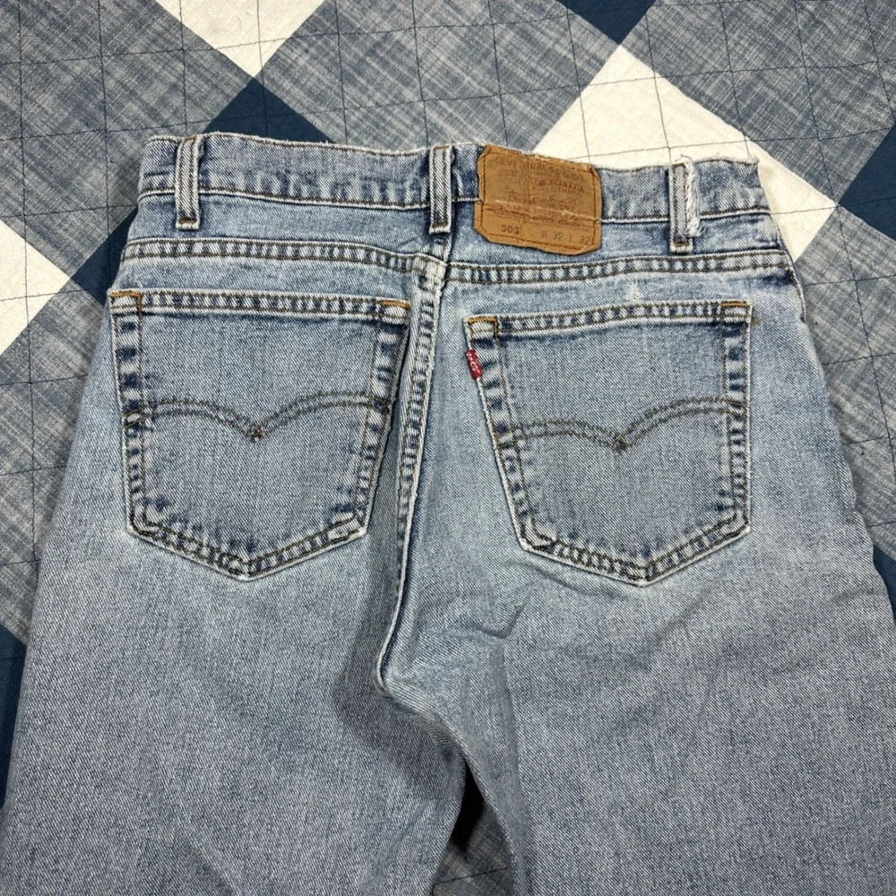VTG 90s Levis 505 Mens Light Wash Straight Leg Denim Jeans Made in USA *29x31